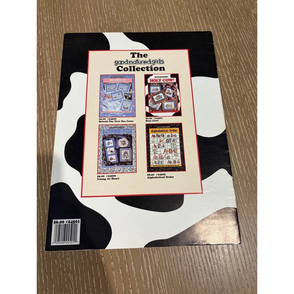 Vintage Cross Stitch Pattern Book Lot Farmhouse Pigs Cows Country Kitchen Decor